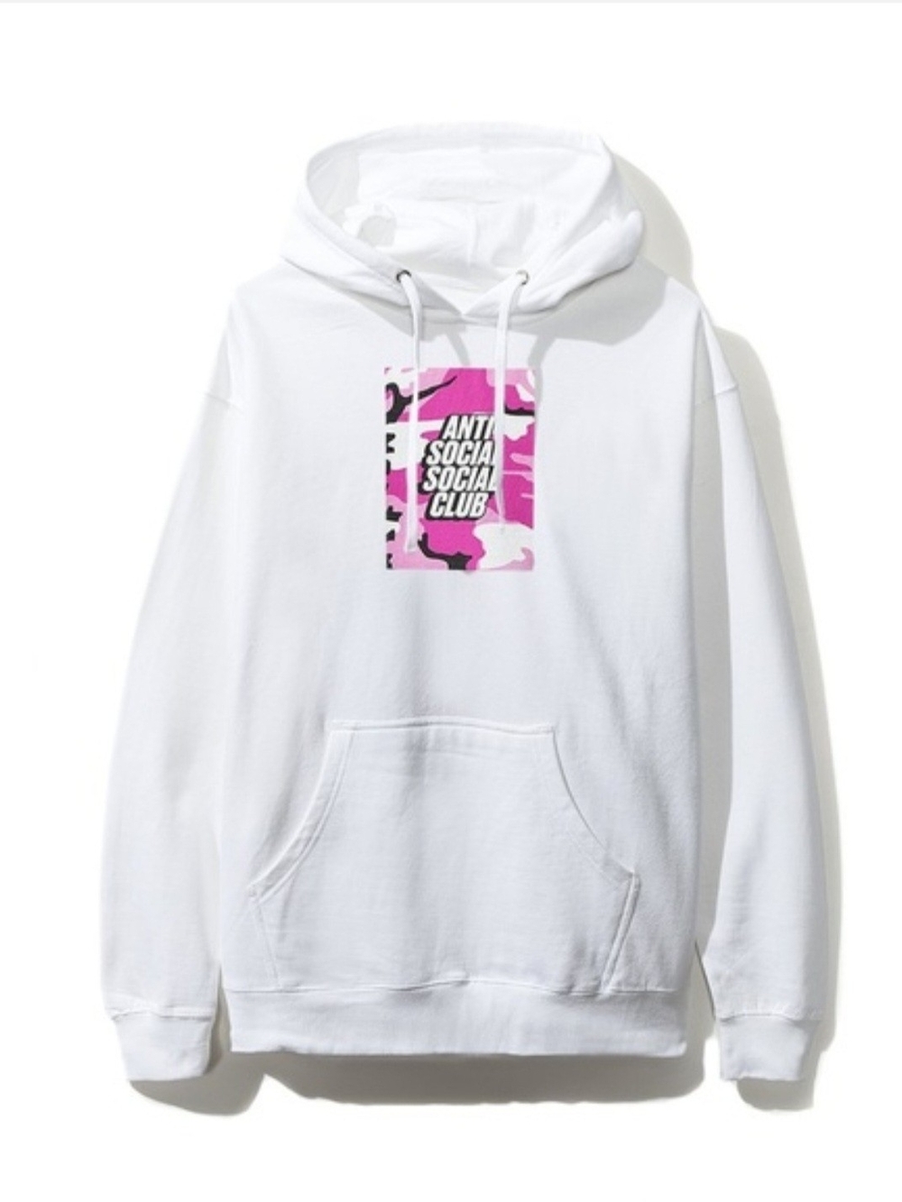 Anti Social Social Club White Hoodie with Pink Camo Box Logo